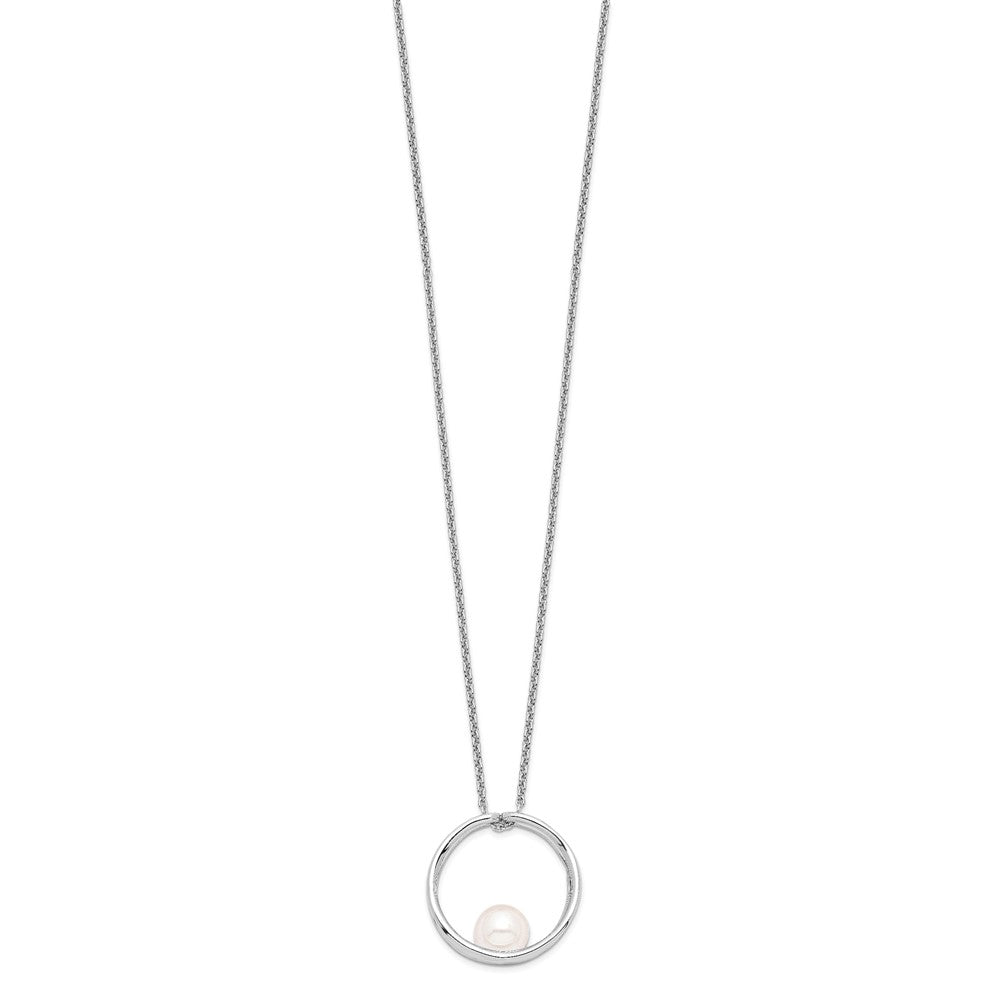 Sterlingsilber Rhodiniert 7-8mm Weiß Rund Fwc Perle Halskette