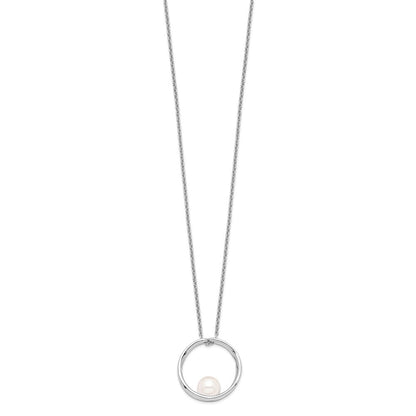 Sterlingsilber Rhodiniert 7-8mm Weiß Rund Fwc Perle Halskette