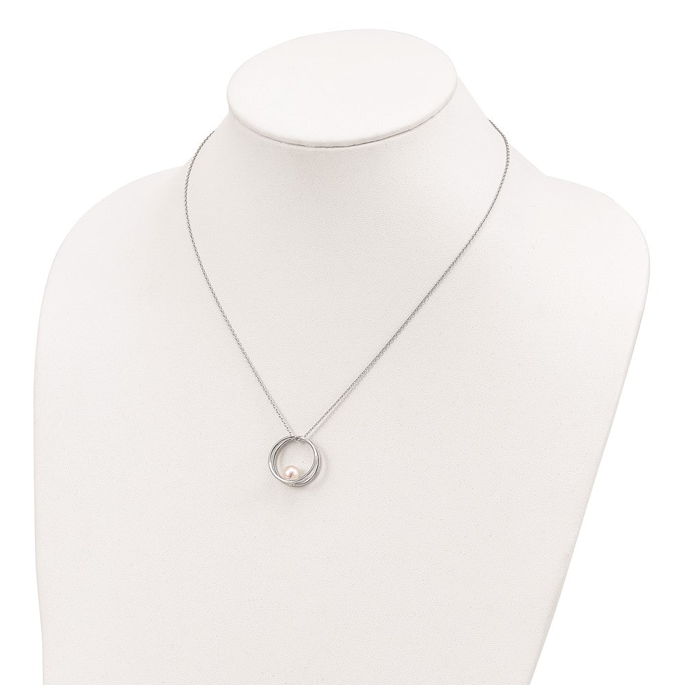 Sterlingsilber Rhodiniert 7-8mm Weiß Rund Fwc Perle Halskette