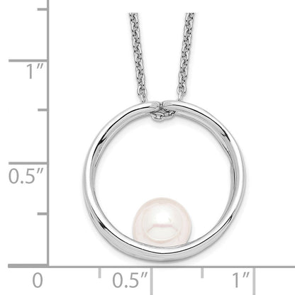 Sterlingsilber Rhodiniert 7-8mm Weiß Rund Fwc Perle Halskette