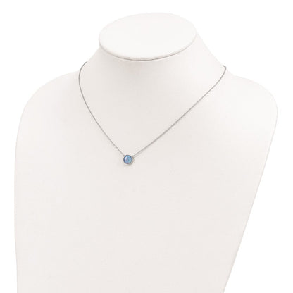 Sterlingsilber Rhodiniert Synthetisch Blau Opal 18 Zoll Halskette