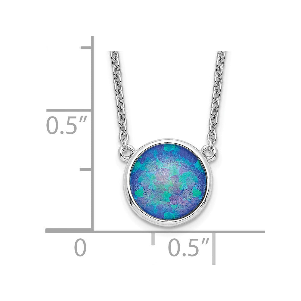 Sterlingsilber Rhodiniert Synthetisch Blau Opal 18 Zoll Halskette