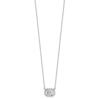 Sterlingsilber Platin-plate Zirkonia mit Zwei 1 Zoll Verlängerung. Halskette