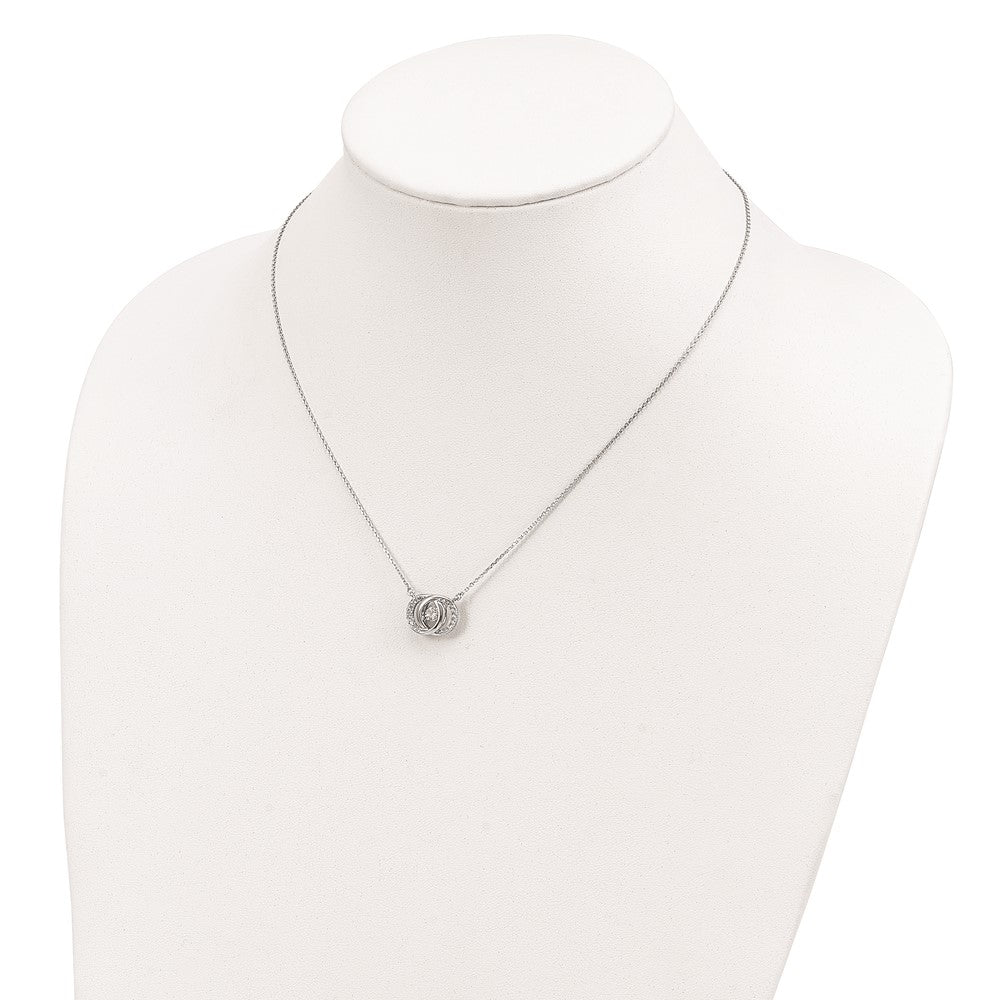 Sterlingsilber Platin-plate Zirkonia mit Zwei 1 Zoll Verlängerung. Halskette