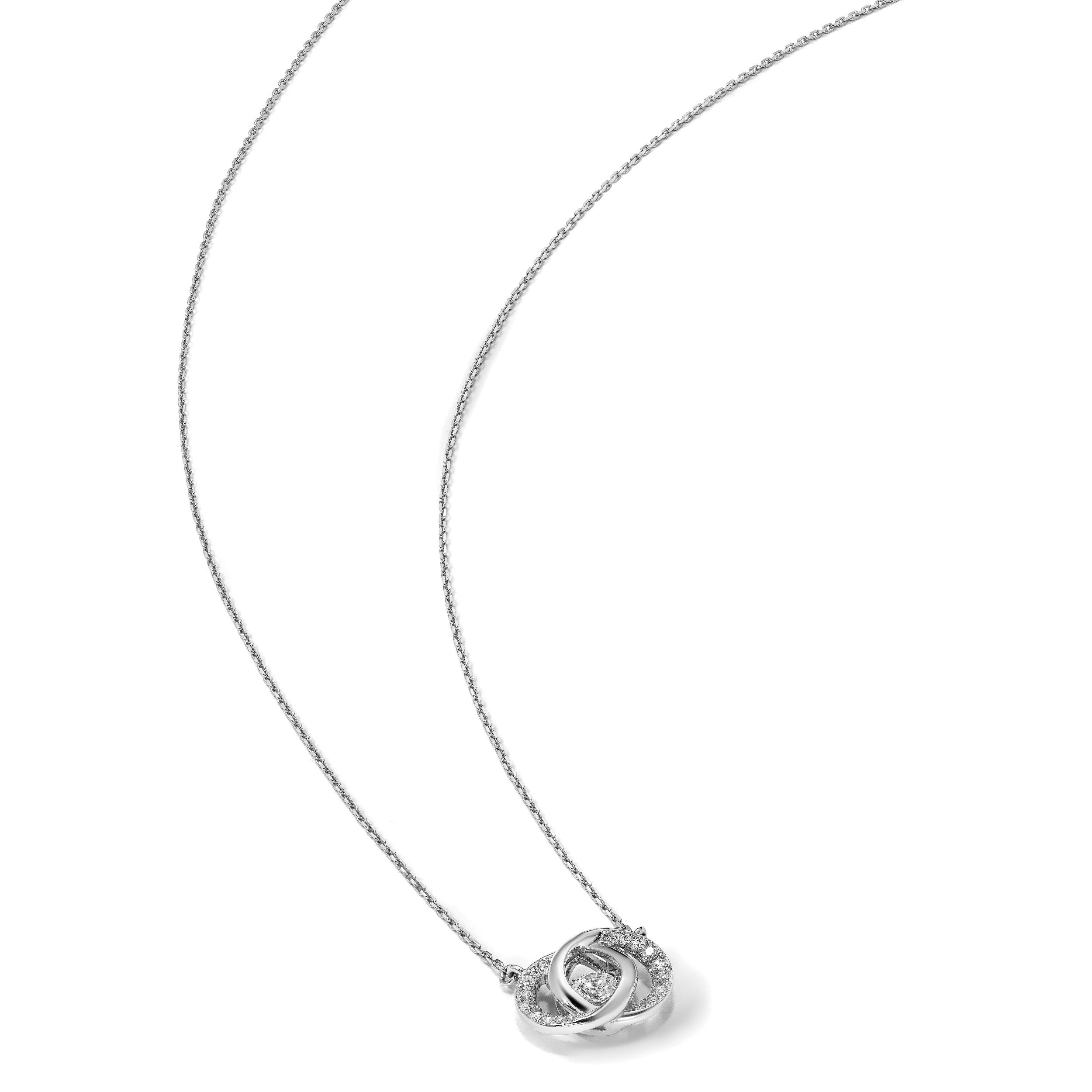 Sterlingsilber Platin-plate Zirkonia mit Zwei 1 Zoll Verlängerung. Halskette