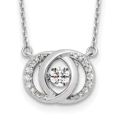 Sterlingsilber Platin-plate Zirkonia mit Zwei 1 Zoll Verlängerung. Halskette