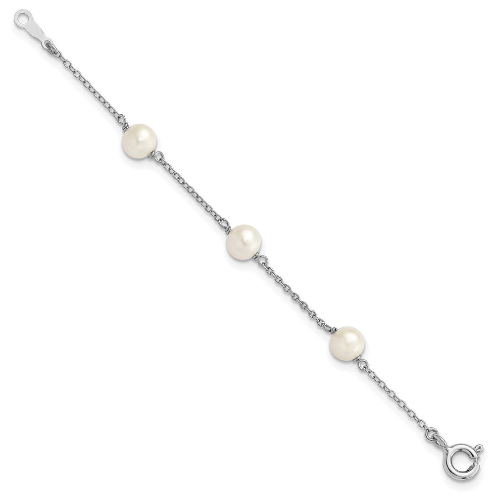 4 Zoll Sterlingsilber Rhodiniert Poliert 5-5.5mm Fwc Perle Kinder Armband