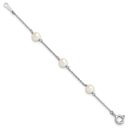 4 Zoll Sterlingsilber Rhodiniert Poliert 5-5.5mm Fwc Perle Kinder Armband