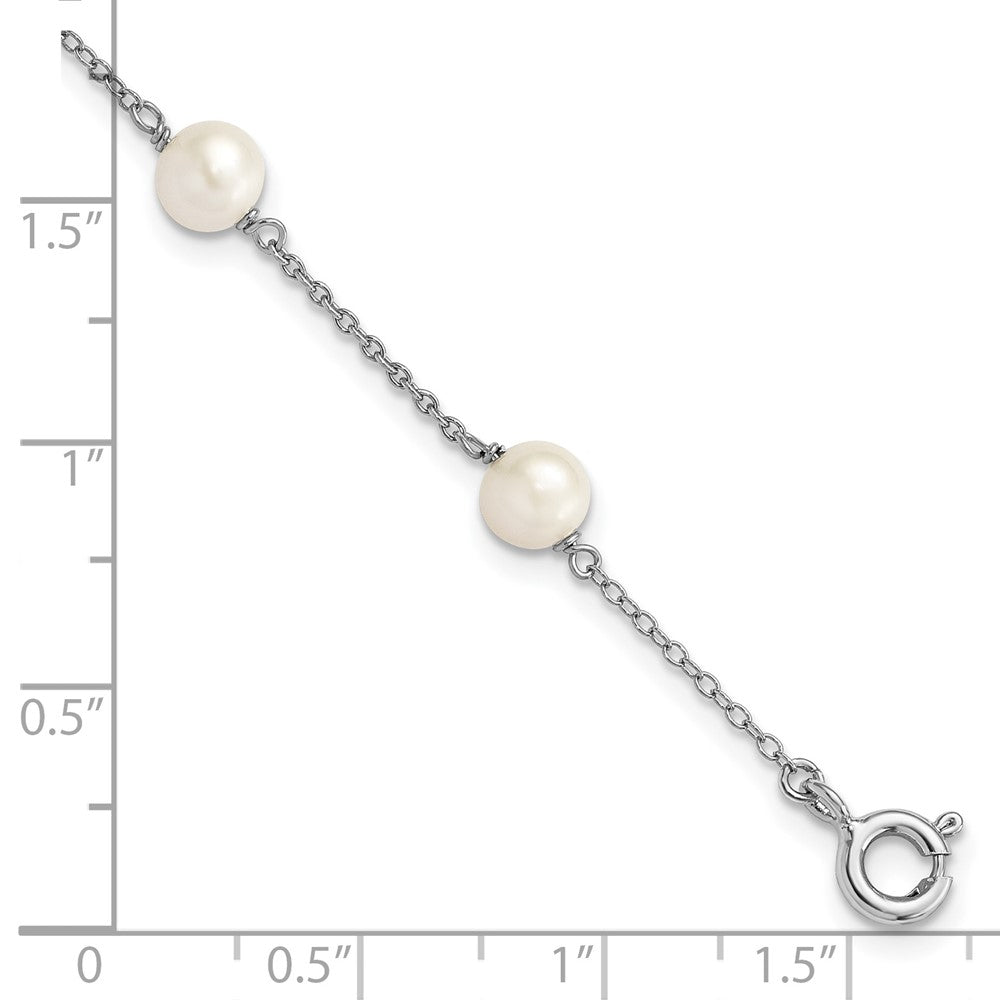 4 Zoll Sterlingsilber Rhodiniert Poliert 5-5.5mm Fwc Perle Kinder Armband