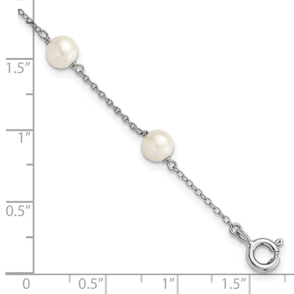 4 Zoll Sterlingsilber Rhodiniert Poliert 5-5.5mm Fwc Perle Kinder Armband