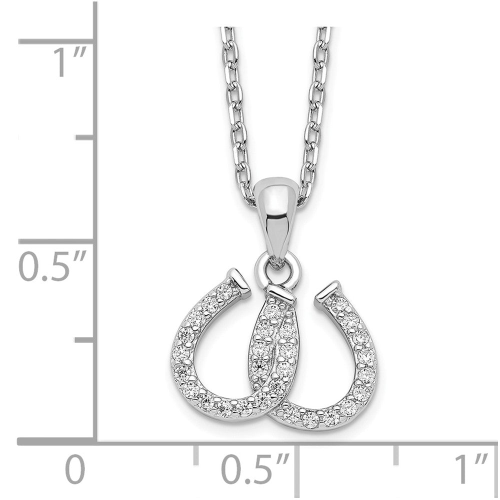 Sterlingsilber Rhodiniert Zirkonia Doppelt Hufeisen Halskette