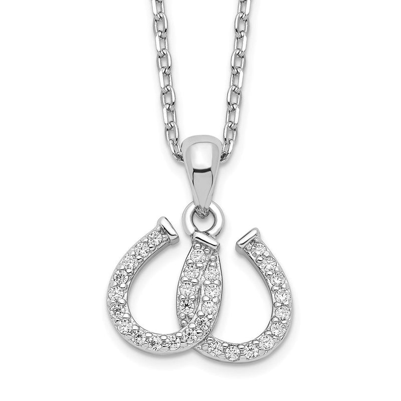 Sterlingsilber Rhodiniert Zirkonia Doppelt Hufeisen Halskette