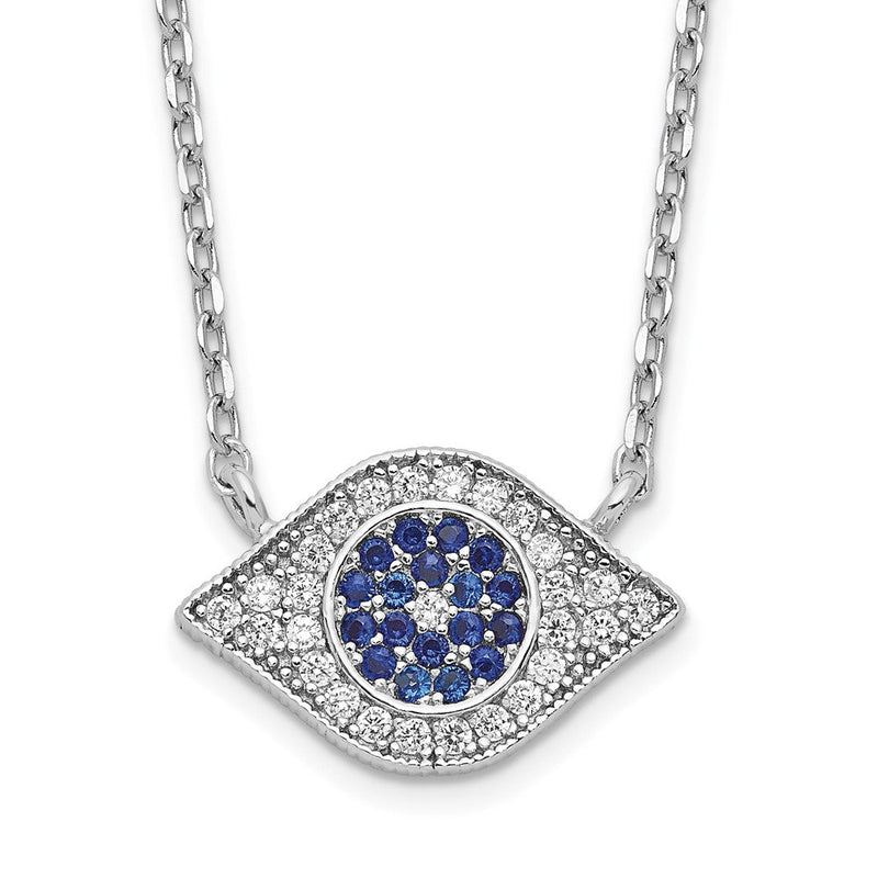 Sterlingsilber Rhodiniert Poliert Zirkonia Auge 17 Zoll Halskette