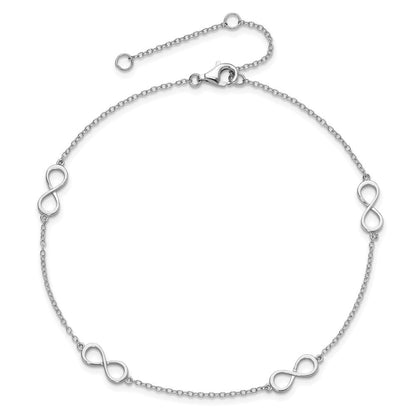 Sterlingsilber Rhodiniert Unendlichkeit 9 Zoll Plus 2 Zoll Verlängerung Fußkettchen