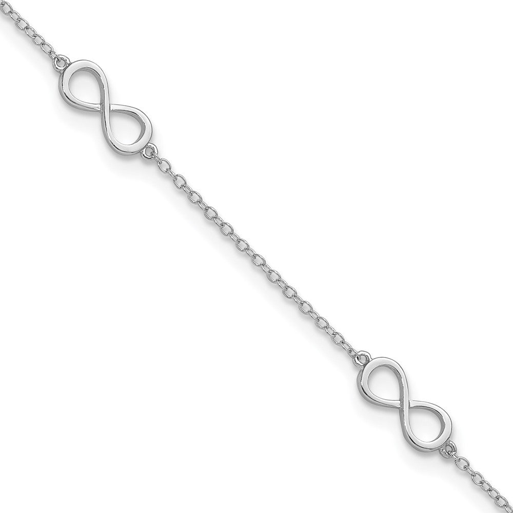 Sterlingsilber Rhodiniert Unendlichkeit 9 Zoll Plus 2 Zoll Verlängerung Fußkettchen