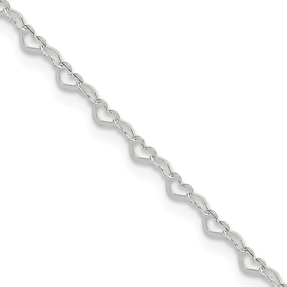 Sterlingsilber Herz Charm 9 Zoll Plus 1 Zoll Verlängerung. Fußkettchen