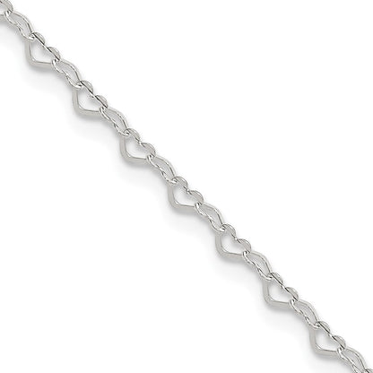 Sterlingsilber Herz Charm 9 Zoll Plus 1 Zoll Verlängerung. Fußkettchen