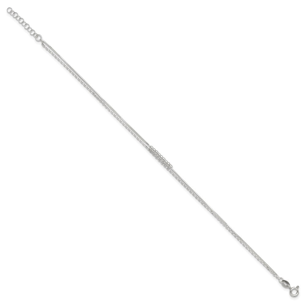 Sterlingsilber 2-strand Gekugelt 9 Zoll Plus 1 Zoll Verlängerung. Fußkettchen