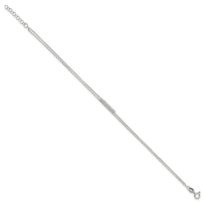 Sterlingsilber 2-strand Gekugelt 9 Zoll Plus 1 Zoll Verlängerung. Fußkettchen