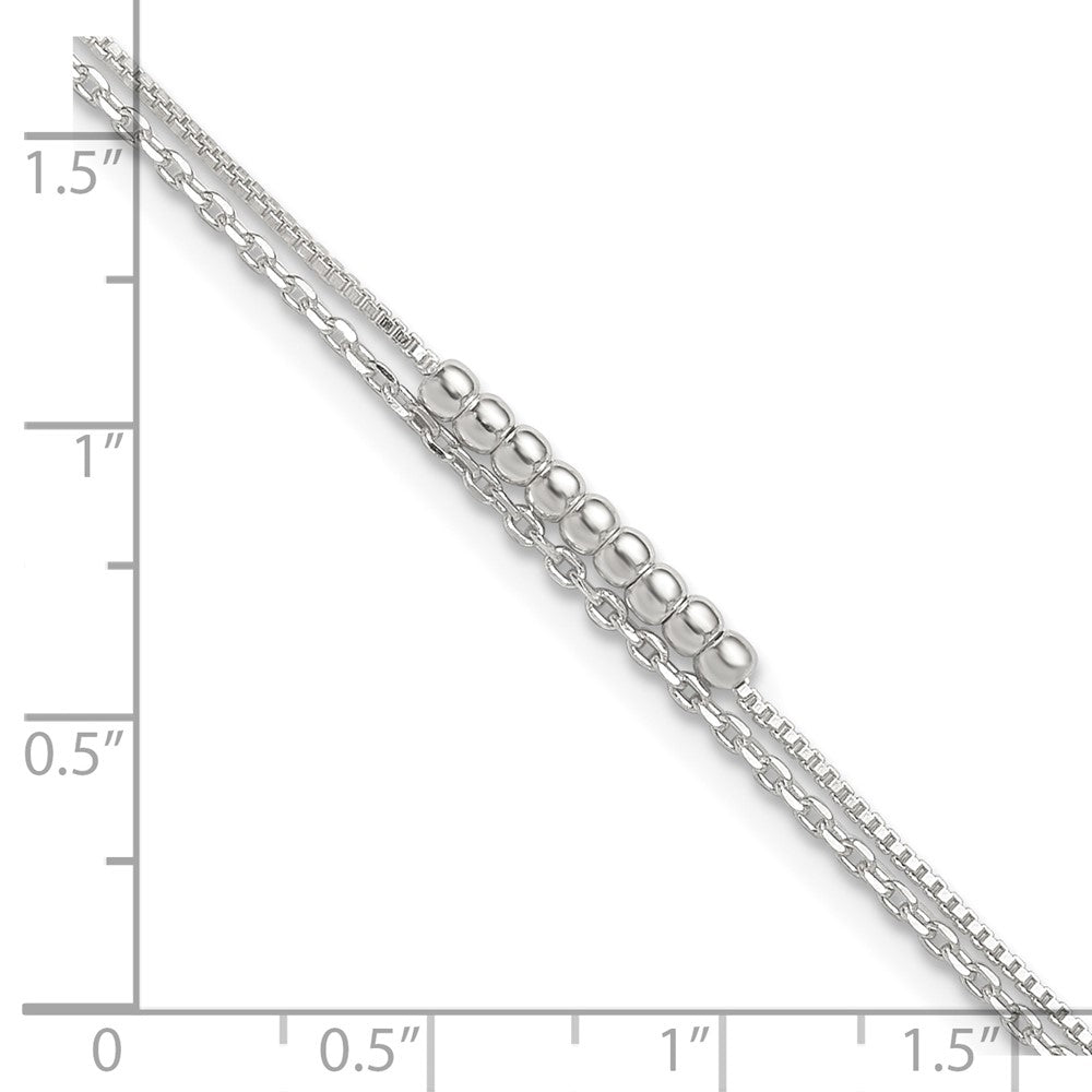 Sterlingsilber 2-strand Gekugelt 9 Zoll Plus 1 Zoll Verlängerung. Fußkettchen