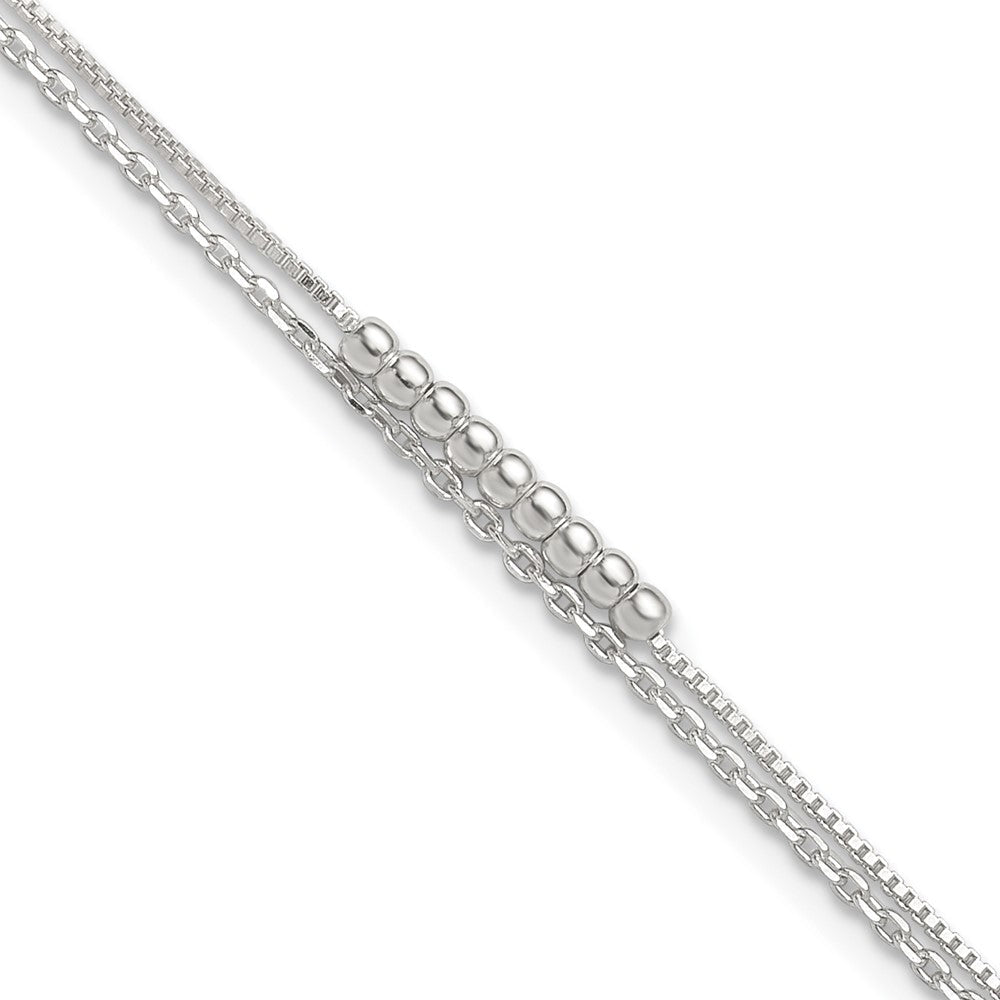 Sterlingsilber 2-strand Gekugelt 9 Zoll Plus 1 Zoll Verlängerung. Fußkettchen