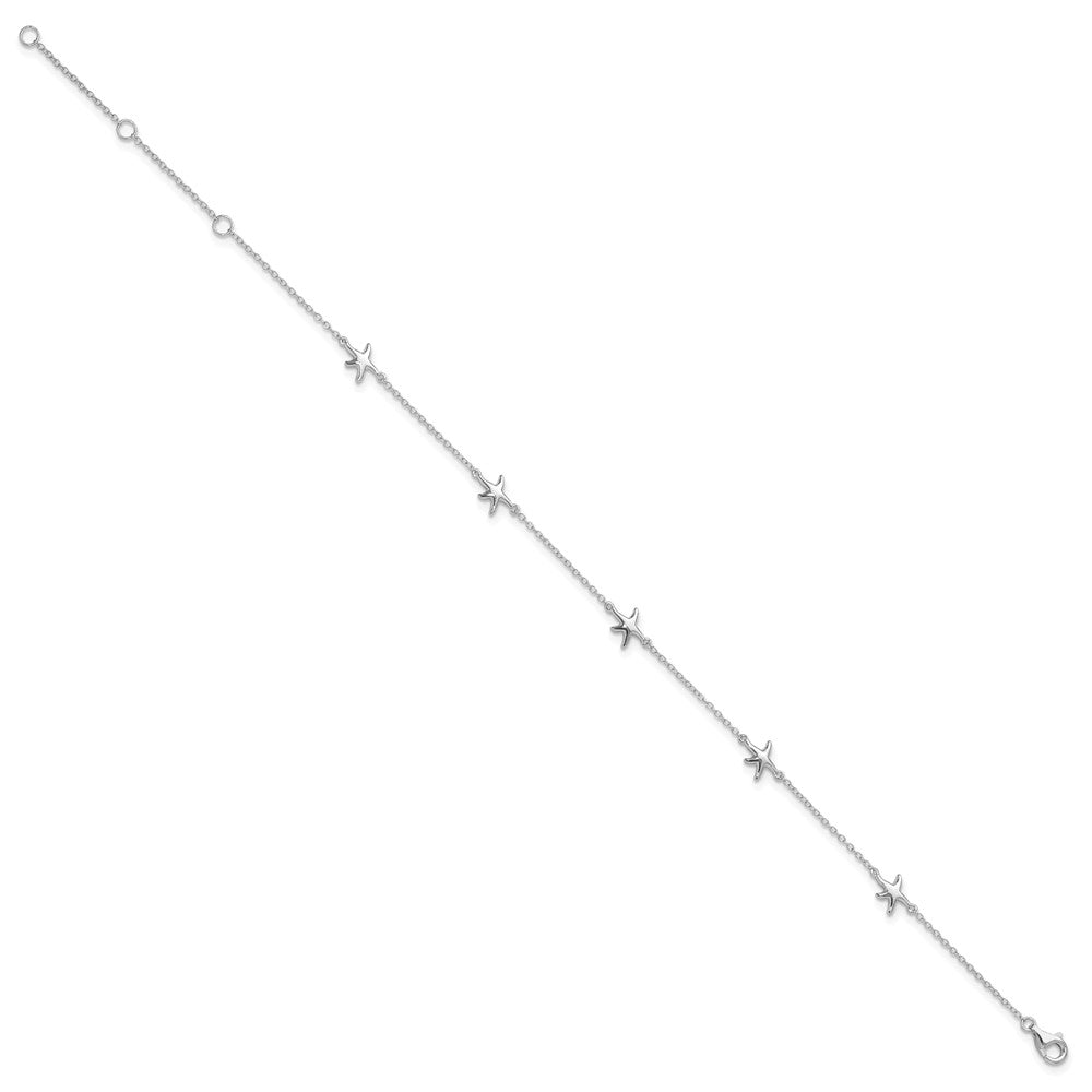 Sterlingsilber Rhodiniert Seestern 9 Zoll mit A 2 Extention Fußkettchen