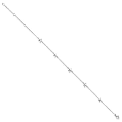 Sterlingsilber Rhodiniert Seestern 9 Zoll mit A 2 Extention Fußkettchen