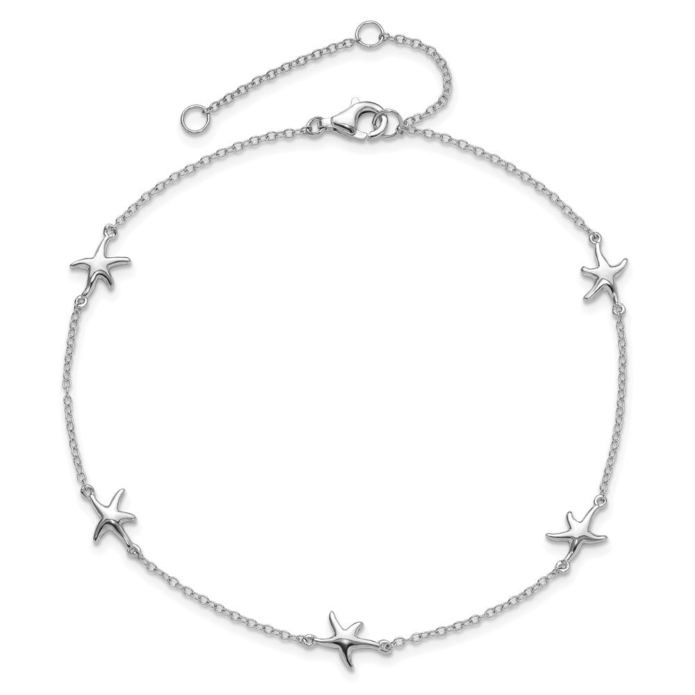 Sterlingsilber Rhodiniert Seestern 9 Zoll mit A 2 Extention Fußkettchen