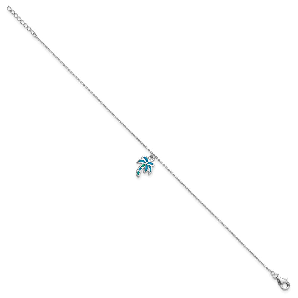 Sterlingsilber Rhodiniert Erzeugt Opal Palme Baum 9 Zoll mit A 1 Extention Fußkettchen