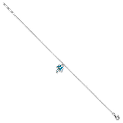 Sterlingsilber Rhodiniert Erzeugt Opal Palme Baum 9 Zoll mit A 1 Extention Fußkettchen