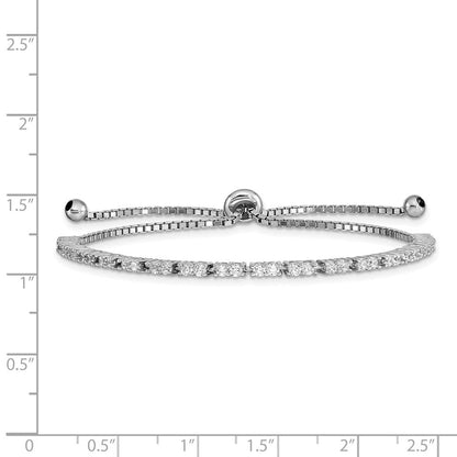 Sterlingsilber Rhodiniert April Zirkonia Verstellbar Armband