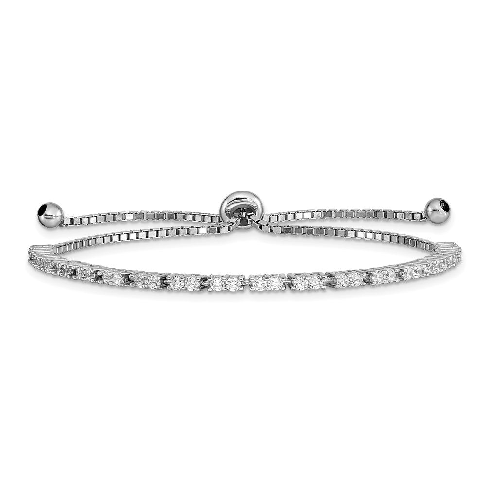 Sterlingsilber Rhodiniert April Zirkonia Verstellbar Armband