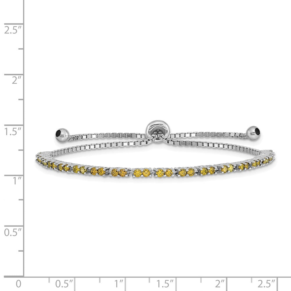 Sterlingsilber Rhodiniert August Lime Zirkonia Verstellbar Armband