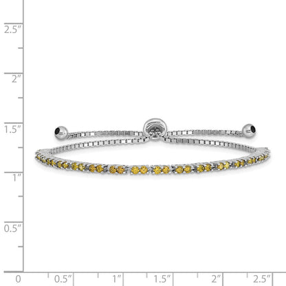 Sterlingsilber Rhodiniert August Lime Zirkonia Verstellbar Armband