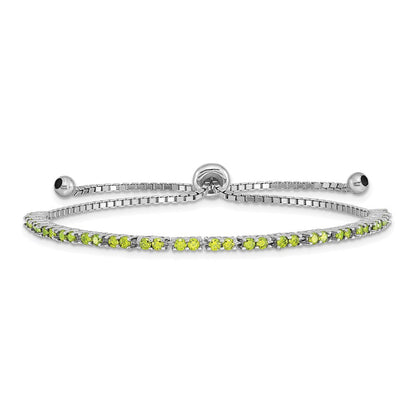 Sterlingsilber Rhodiniert August Lime Zirkonia Verstellbar Armband