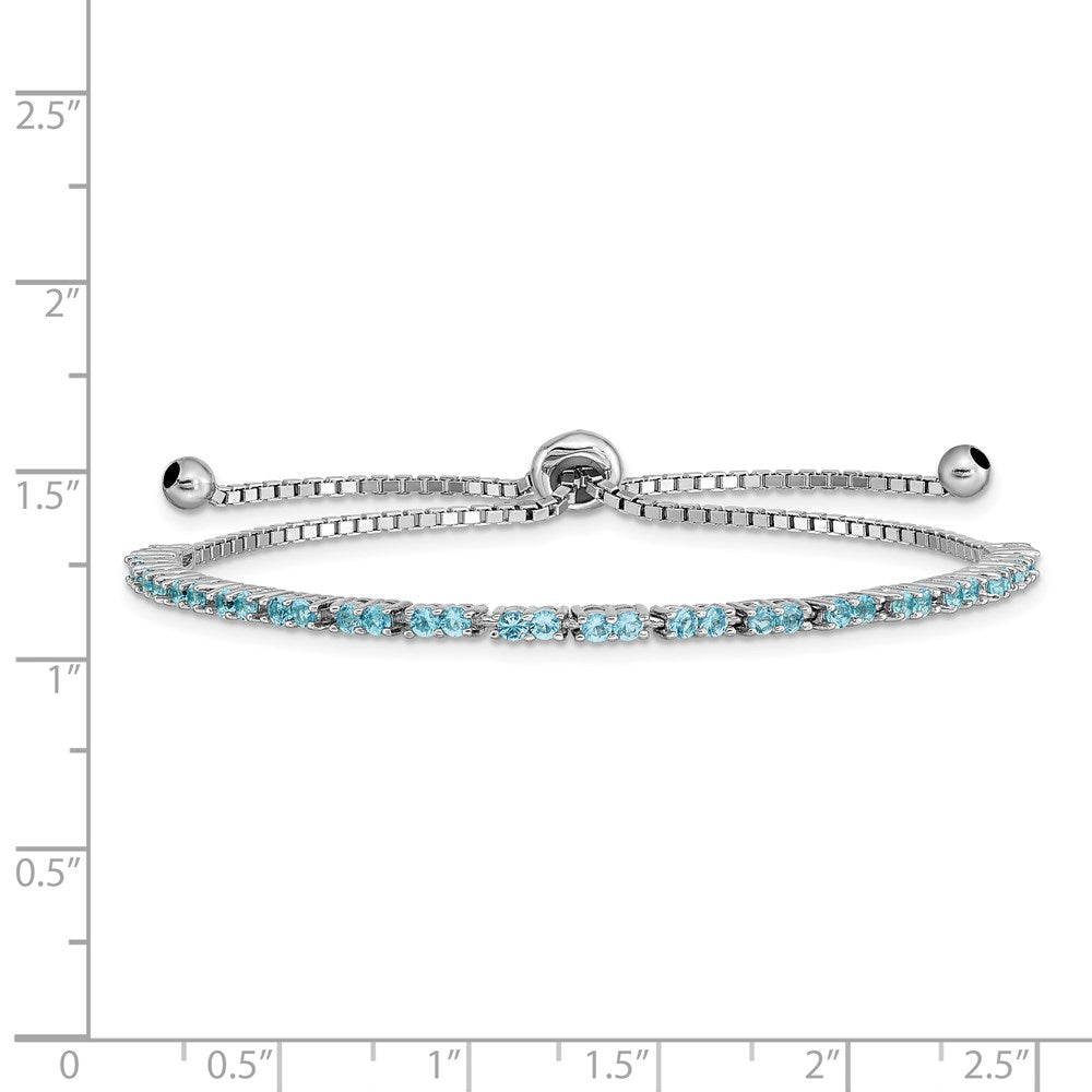Sterlingsilber Rhodiniert December Lt Blau Zirkonia Verstellbar Armband