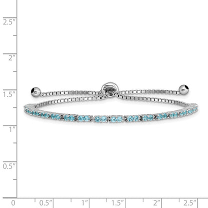 Sterlingsilber Rhodiniert December Lt Blau Zirkonia Verstellbar Armband