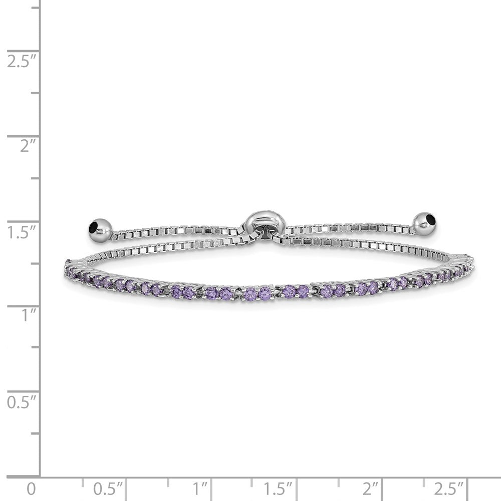 Sterlingsilber Rhodiniert February Lila Zirkonia Verstellbar Armband