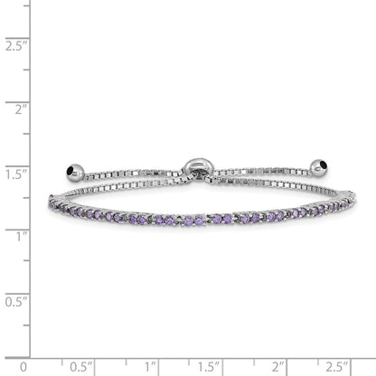 Sterlingsilber Rhodiniert February Lila Zirkonia Verstellbar Armband
