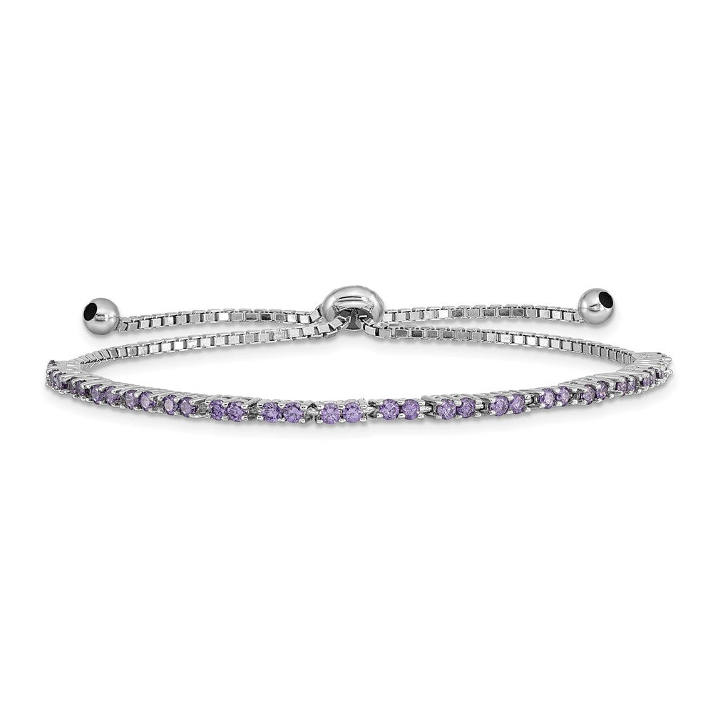 Sterlingsilber Rhodiniert February Lila Zirkonia Verstellbar Armband