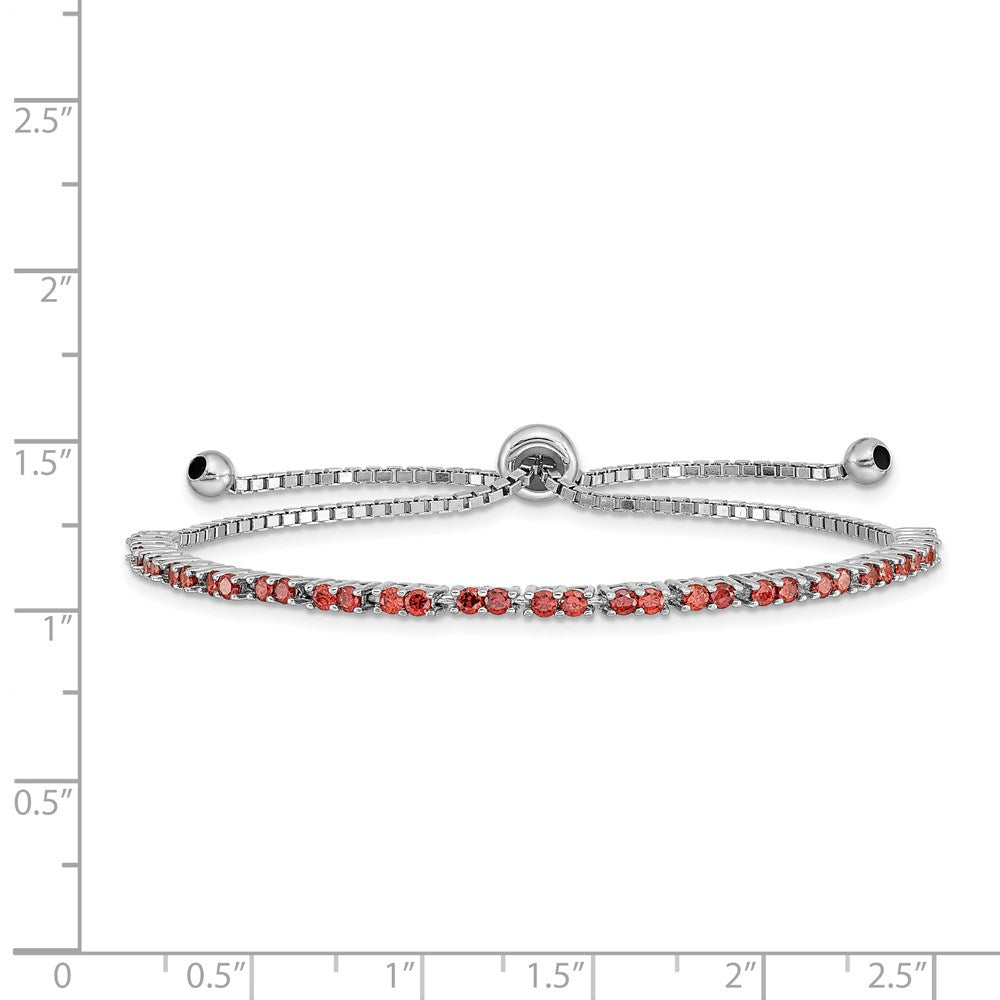 Sterlingsilber Rhodiniert January Rot Zirkonia Verstellbar Armband