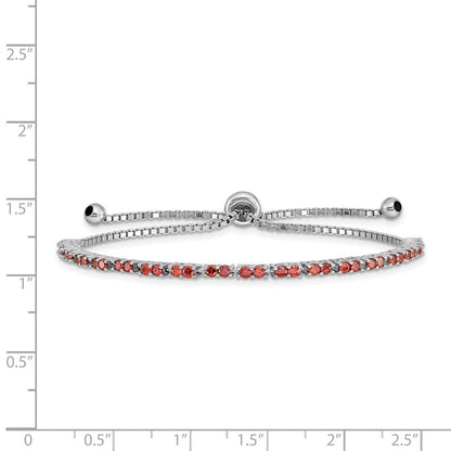 Sterlingsilber Rhodiniert January Rot Zirkonia Verstellbar Armband