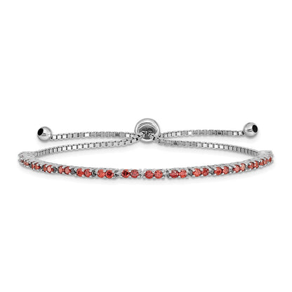 Sterlingsilber Rhodiniert January Rot Zirkonia Verstellbar Armband