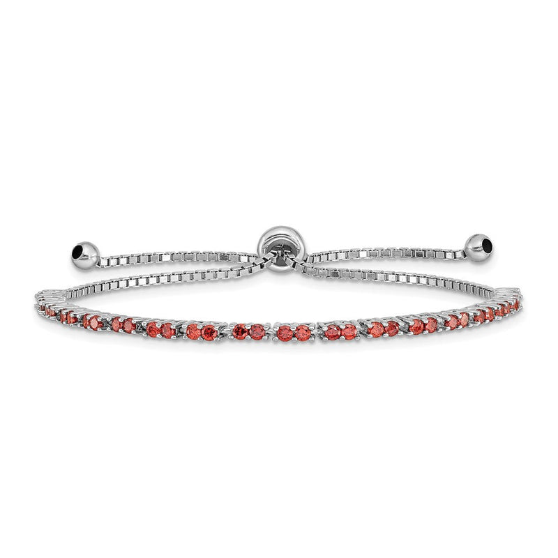 Sterlingsilber Rhodiniert January Rot Zirkonia Verstellbar Armband