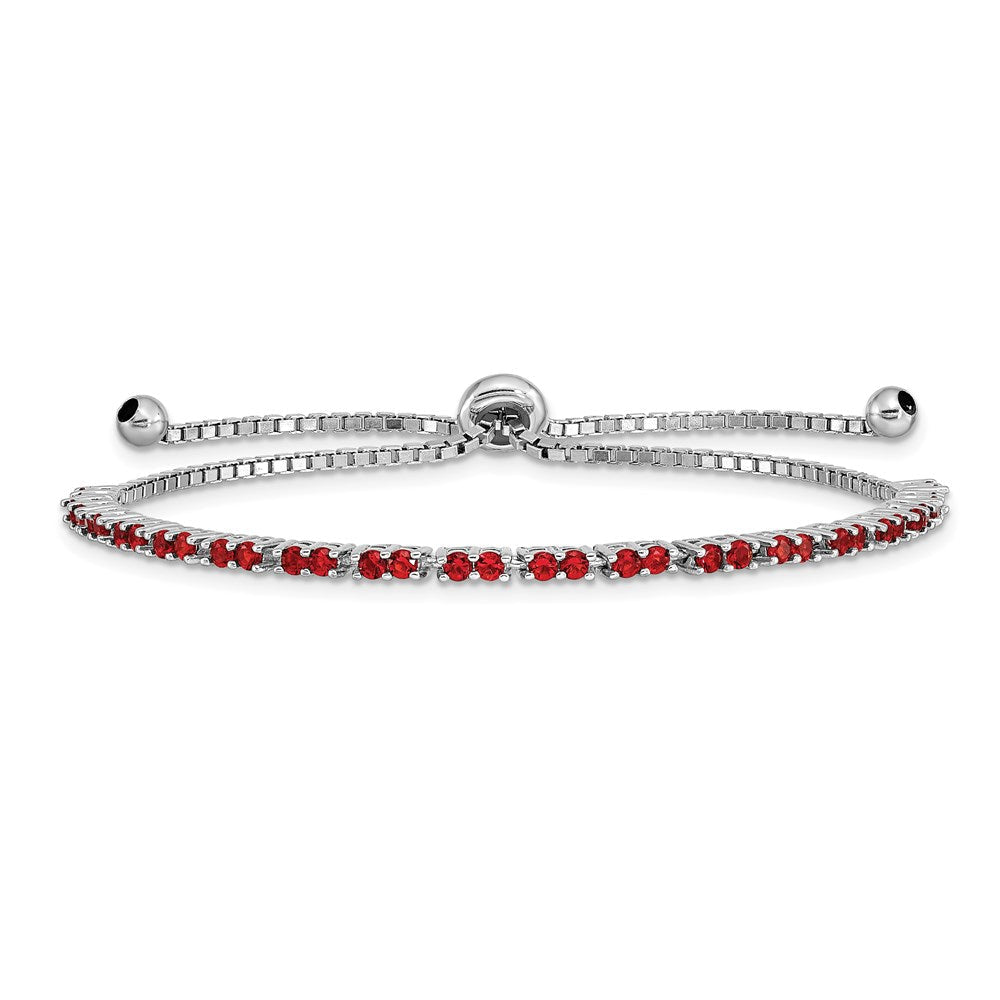 Sterlingsilber Rhodiniert July Rot Zirkonia Verstellbar Armband