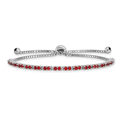 Sterlingsilber Rhodiniert July Rot Zirkonia Verstellbar Armband