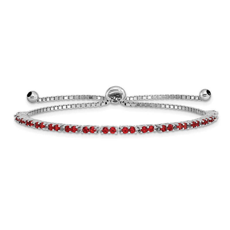Sterlingsilber Rhodiniert July Rot Zirkonia Verstellbar Armband