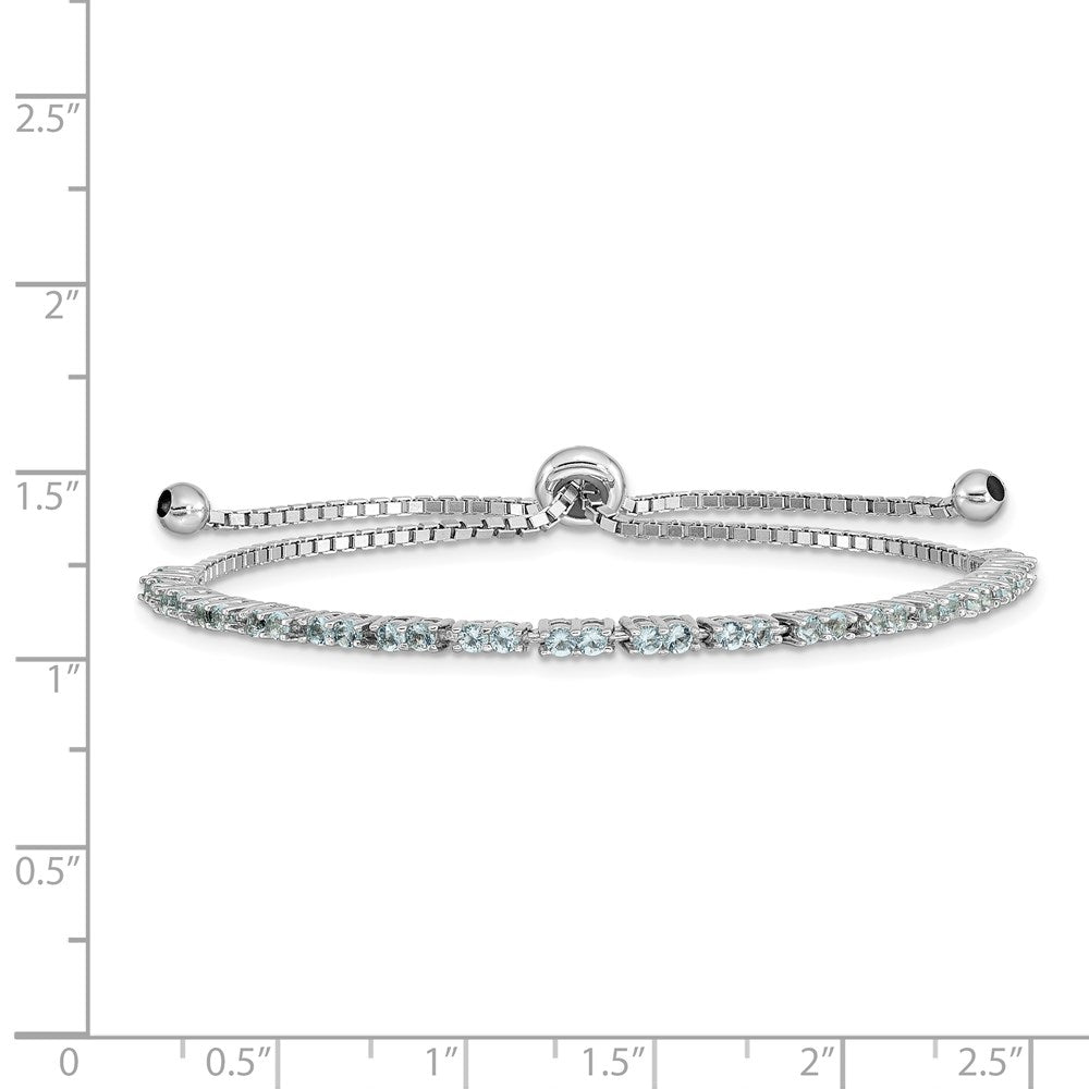 Sterlingsilber Rhodiniert March Licht Blau Zirkonia Verstellbar Armband