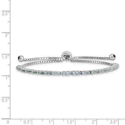 Sterlingsilber Rhodiniert March Licht Blau Zirkonia Verstellbar Armband