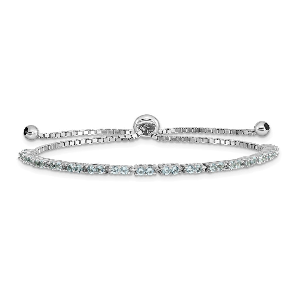Sterlingsilber Rhodiniert March Licht Blau Zirkonia Verstellbar Armband